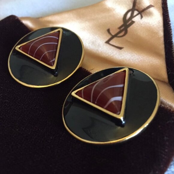 Yves Saint Laurent Jewelry - Rare Vintage Yves Saint Laurent YSL Geometric Earrings